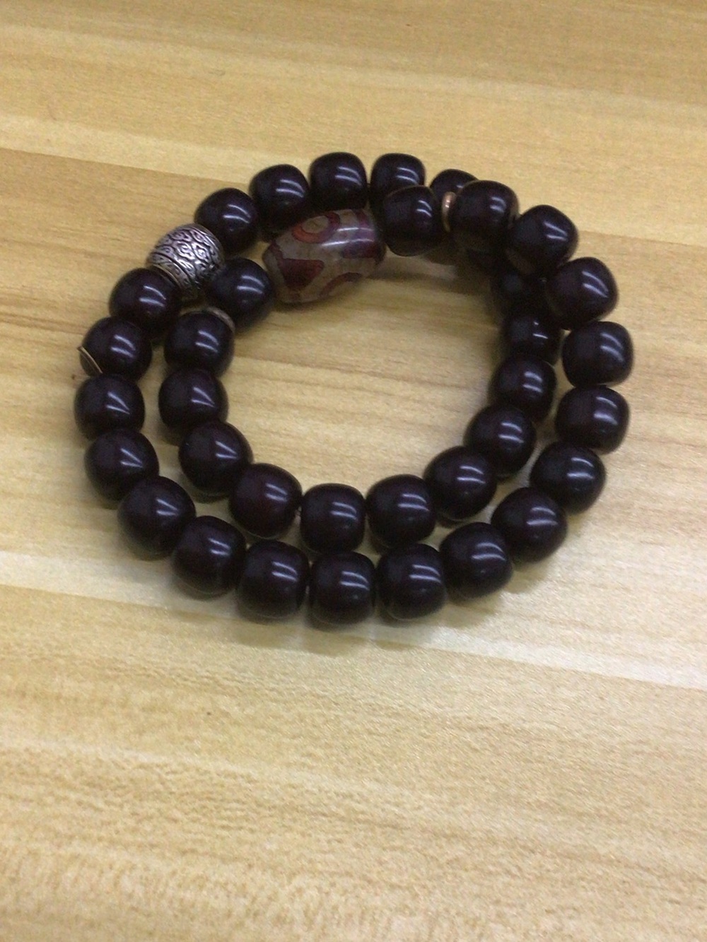 Dark Brown Beaded Wrap Bracelet with Accent Beads